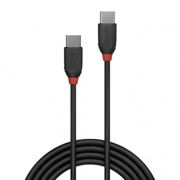 Imagine Cablu USB 3.1 tip C la tip C T-T 3A 1.5m Black Line, Lindy L36907-1