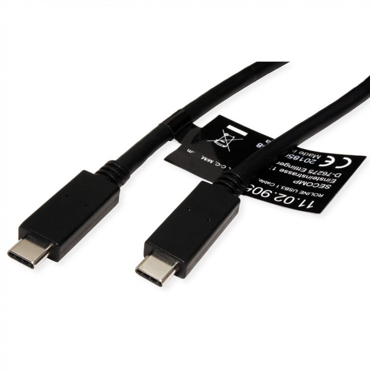 Imagine Cablu USB 3.1-C PD (Power Delivery) 20V5A cu Emark T-T 1m Negru, Roline 11.02.9053-2