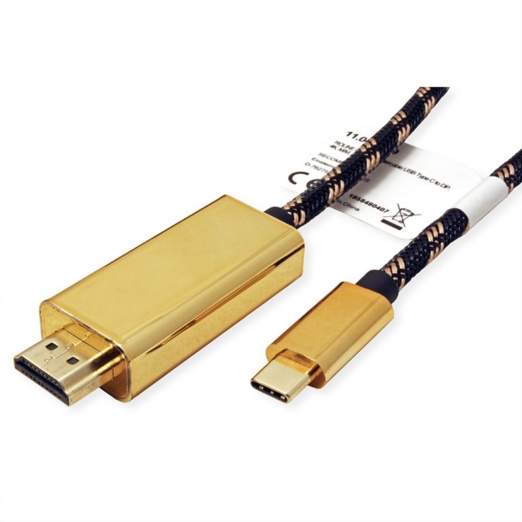 Imagine Cablu USB-C la HDMI 4K60Hz GOLD T-T 2m, Roline 11.04.5847-2