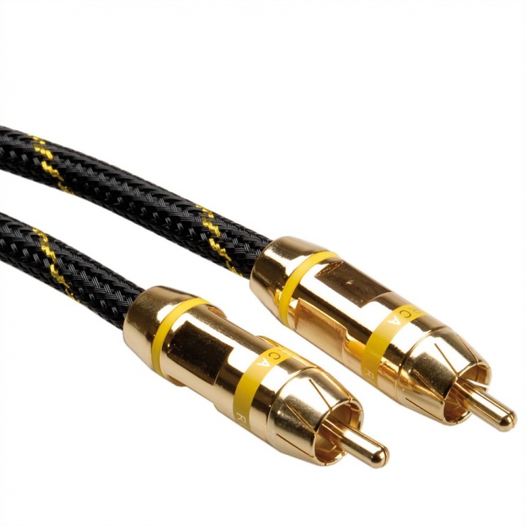 Imagine Cablu audio GOLD RCA T-T ecranat 5m galben, Roline 11.09.4253