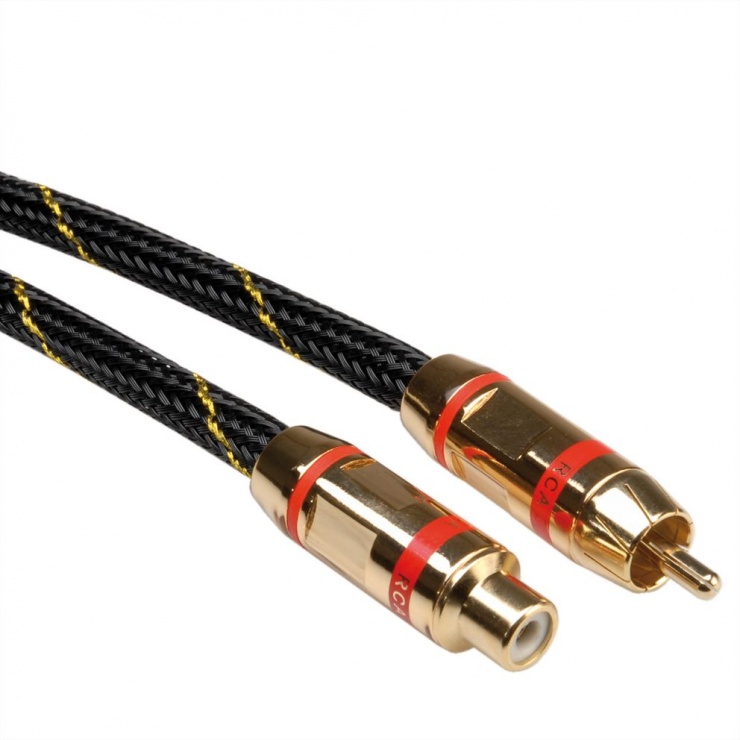 Imagine Cablu GOLD prelungitor audio RCA rosu T-M 10m, Roline 11.09.4294