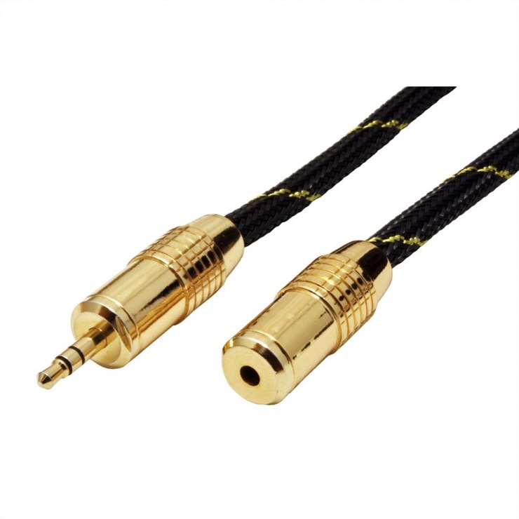 Imagine Cablu prelungitor audio Jack 3.5mm GOLD T-M ecranat 2.5m, Roline 11.09.4753-1