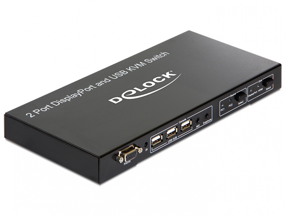Imagine KVM Switch Displayport 2 porturi, USB si Audio, Delock 11367