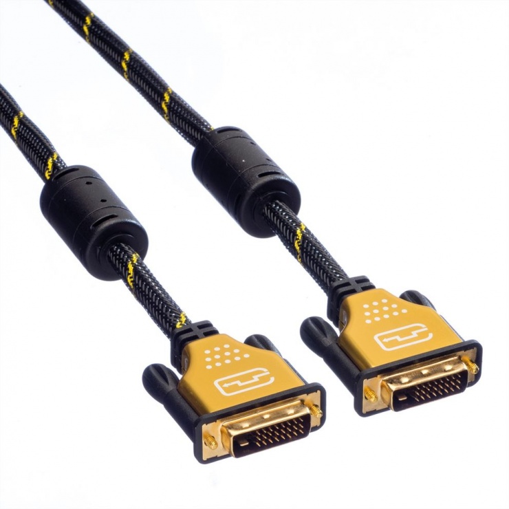 Imagine Cablu DVI-D 24+1 pini Dual Link GOLD 2m T-T, Roline 11.04.5512