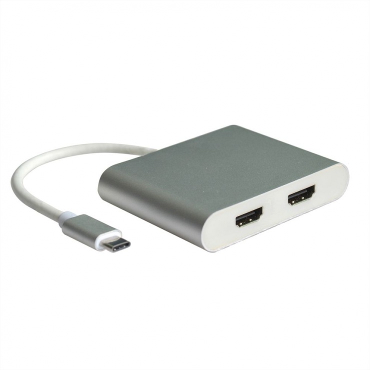 Imagine Adaptor USB tip C la 2 x HDMI 10cm, Roline 12.02.1132