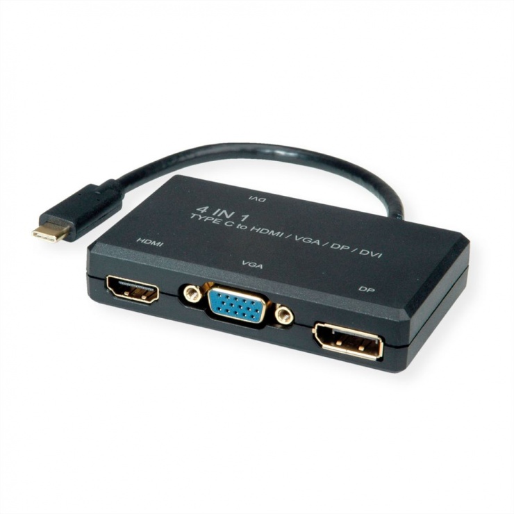 Imagine Adaptor USB-C la VGA / DVI / HDMI / Displayport T-M, Roline 12.03.3138