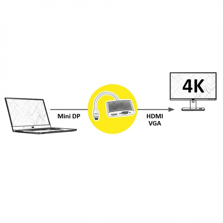 Imagine Adaptor Mini Displayport la HDMI/VGA T-M, Roline 12.03.3161