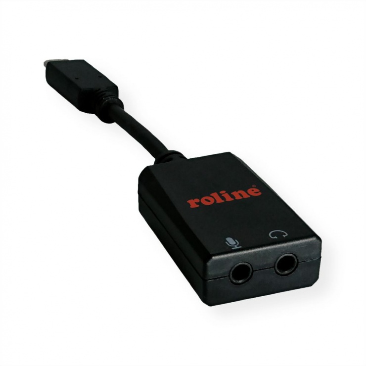 Imagine Adaptor audio DAC USB-C la 2 x jack stereo (casca + microfon) T-M 0.1m, Roline 12.03.3209