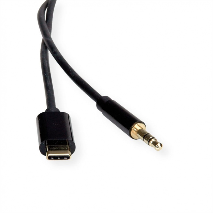 Imagine Cablu audio USB-C la jack stereo 3.5mm T-T Negru 0.8m, Roline 12.03.3216