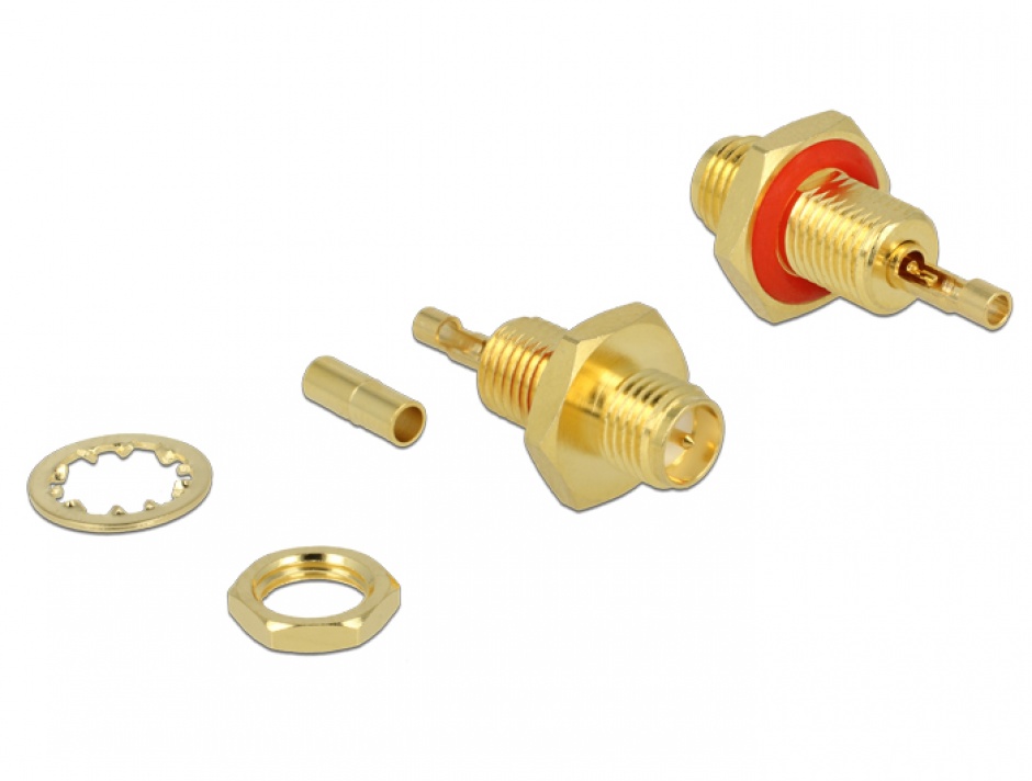 Imagine Conector RP-SMA Jack bulkhead crimping splash proof, Delock 12453