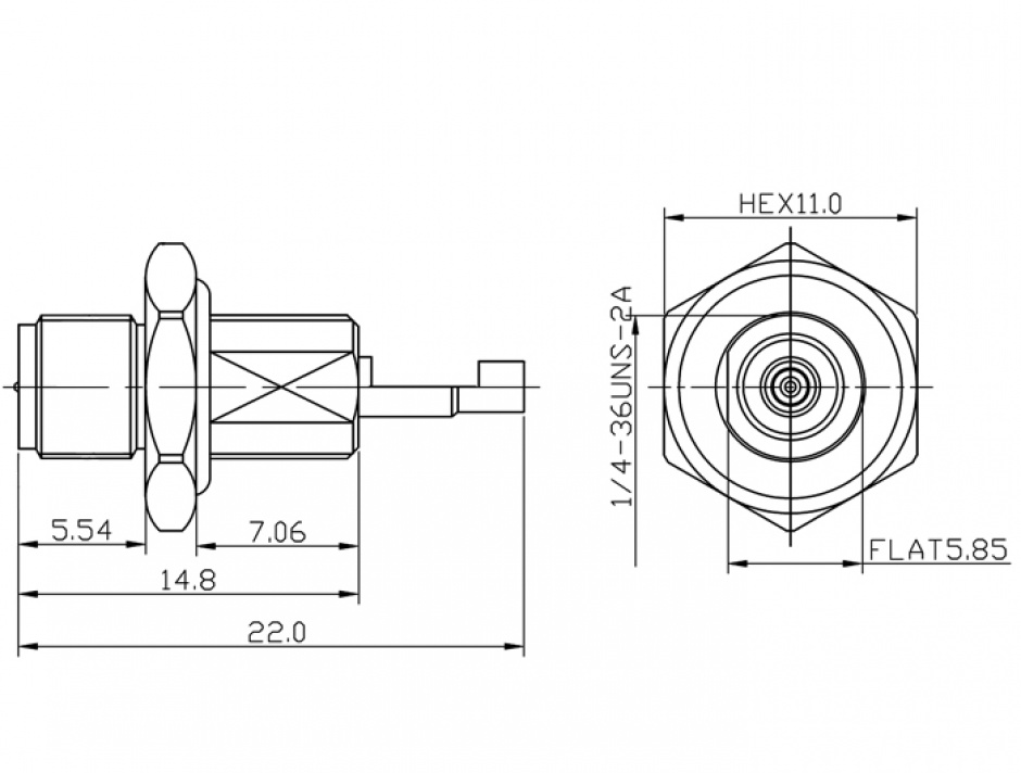 Imagine Conector RP-SMA Jack bulkhead crimping splash proof, Delock 12453
