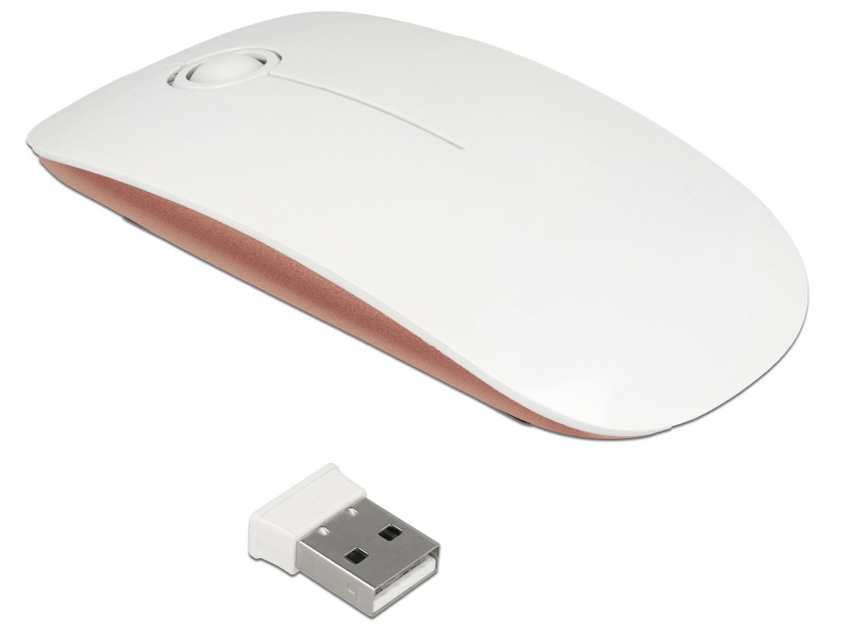 Imagine Mouse optic wireless 2.4 GHz alb/roz, Delock 12536
