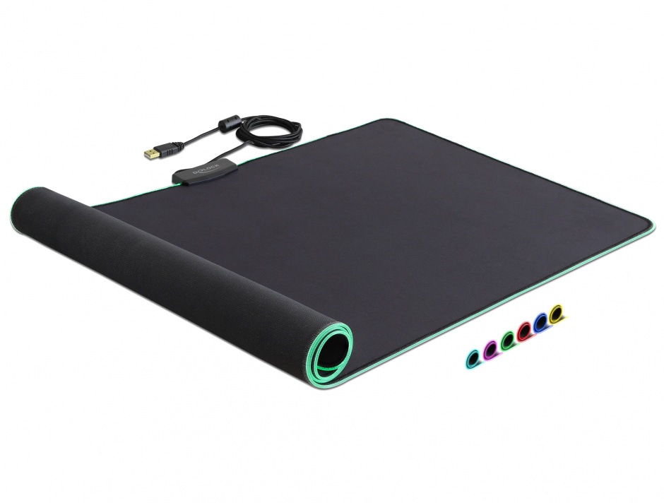 Imagine Mouse Pad 900 x 400 x 3 mm cu iluminare  RGB, Delock 12556