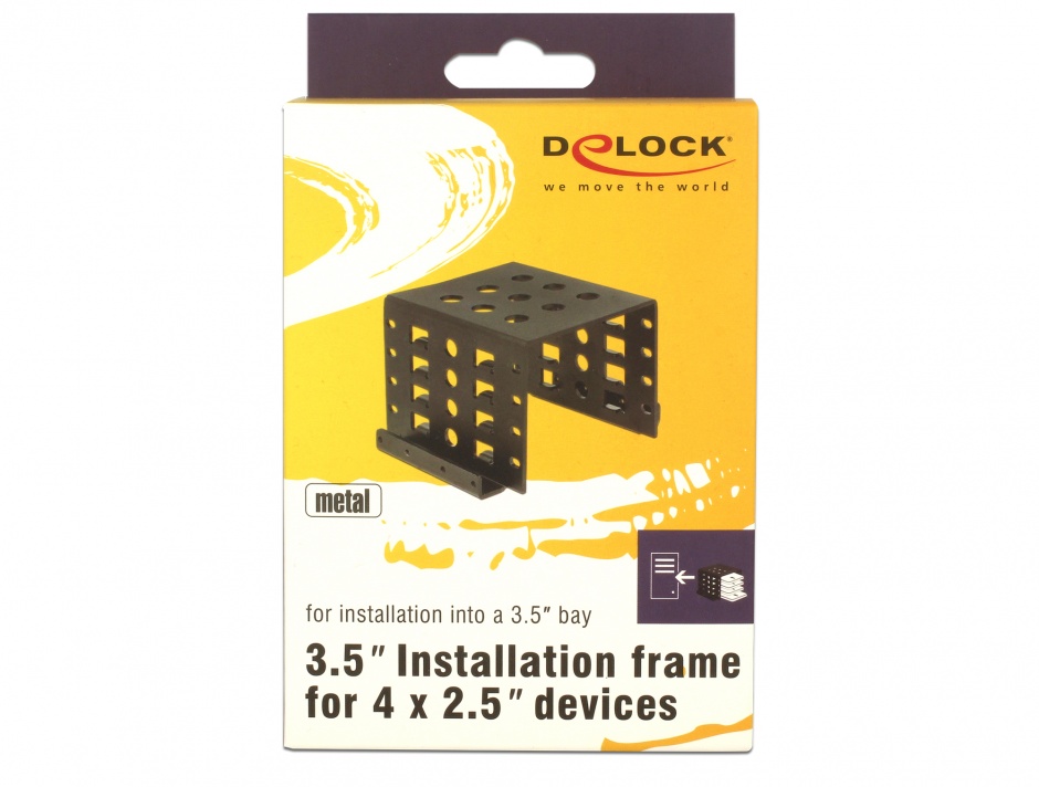Imagine Kit de montare 4 x 2.5" HDD in bay 3.5" negru metal, Delock 18271