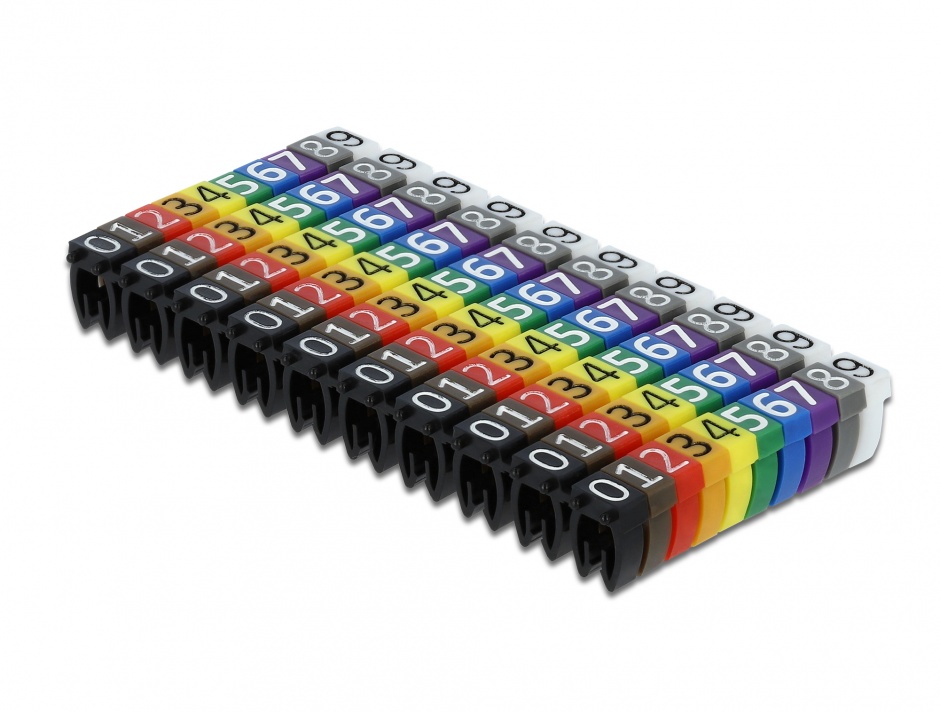 Imagine Set 100 buc clipsuri colorate 0-9 maxim 6mm, Delock 18304
