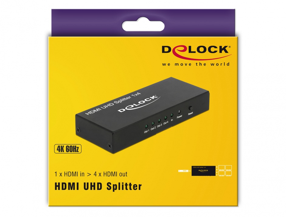 Imagine Multiplicator HDMI 4 porturi UHD 4K, Delock 18684