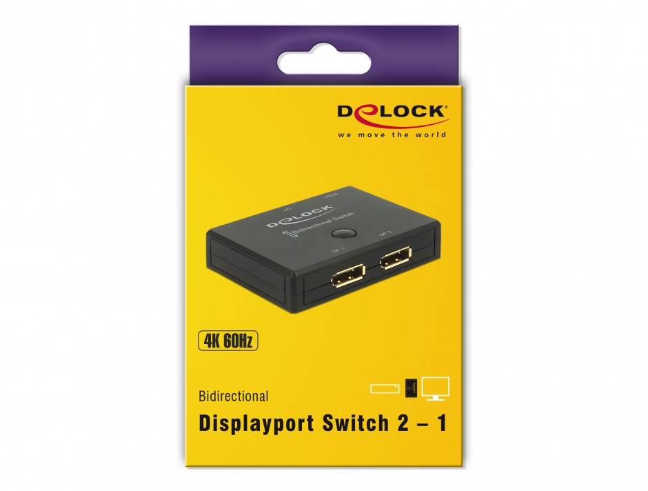 Imagine Switch Displayport 2 porturi bidirectional 4K 60 Hz, Delock 18750