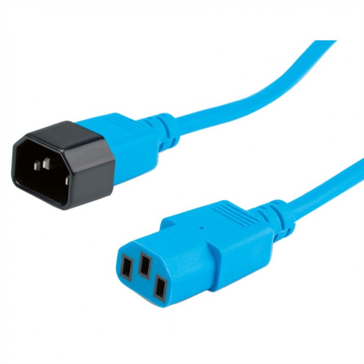 Imagine Cablu prelungitor PC C13 la C14 1.8m Albastru, Roline 19.08.1522