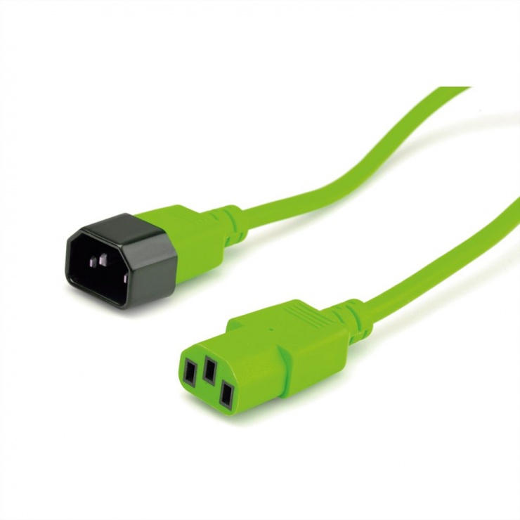 Imagine Cablu prelungitor alimentare IEC 320 C14 - C13 Verde 0.8m, Roline 19.08.1528