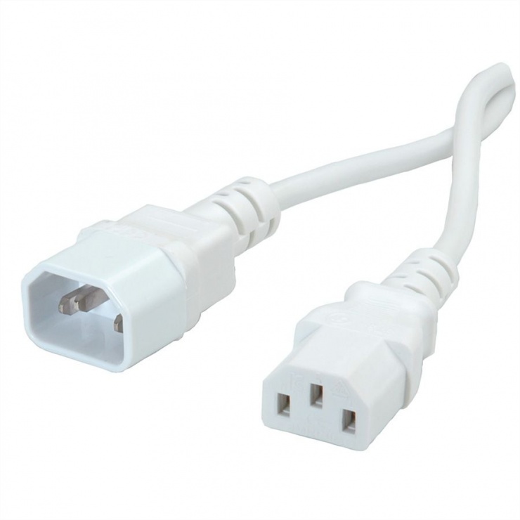 Imagine Cablu prelungitor alimentare PC C13 - C14 1.8m Alb, Value 19.99.1516