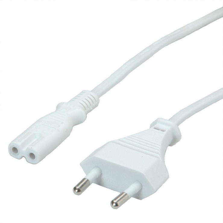 Imagine Cablu alimentare Euro la IEC C7 (casetofon) 2 pini 1.8m Alb, Value 19.99.2095