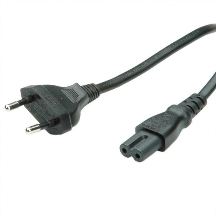 Imagine Cablu alimentare Euro la IEC C7 (casetofon) 2 pini 1.8m, Value 19.99.2096