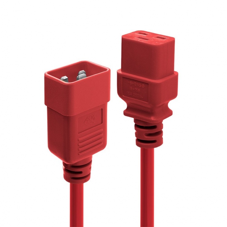 Imagine Cablu de alimentare IEC C19 la C20 3m Rosu, Lindy L30125