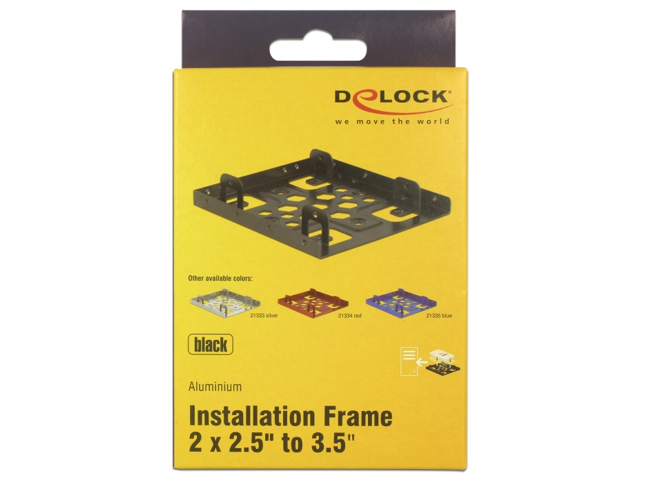 Imagine Kit de instalare 2 x 2.5" HDD in bay 3.5" negru aluminiu, Delock 21324