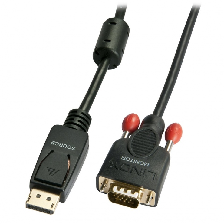 Imagine Cablu Displayport la VGA T-T Negru 1m, Lindy L41941