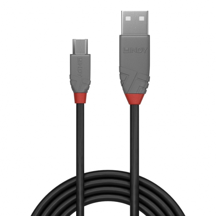 Imagine Cablu USB 2.0 la micro USB-B T-T 2m Anthra Line, Lindy L36733-1