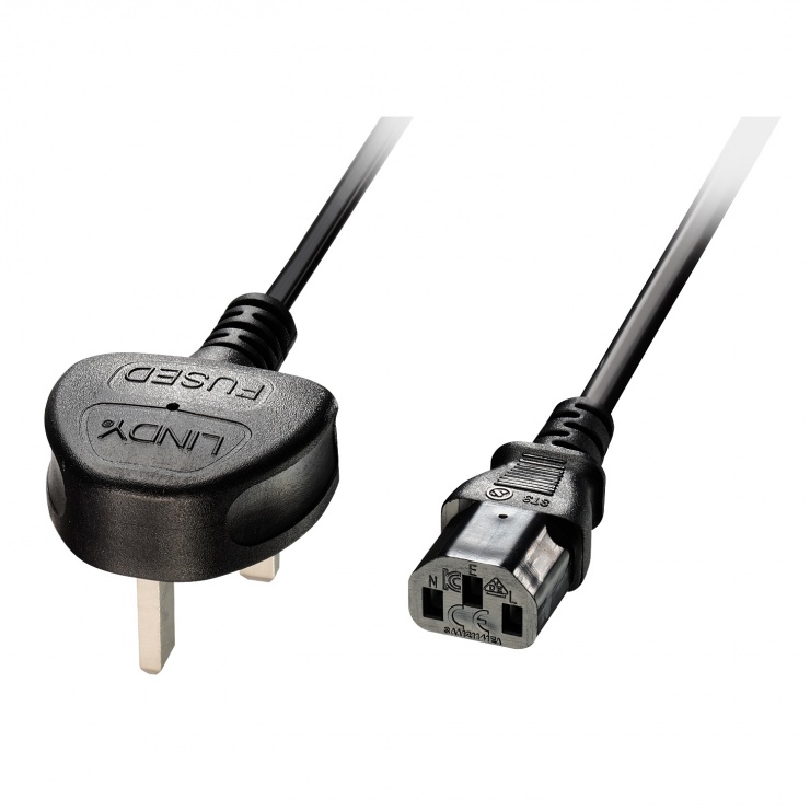 Imagine Cablu de alimentare PC C13 la UK 2m Negru, Lindy L30433