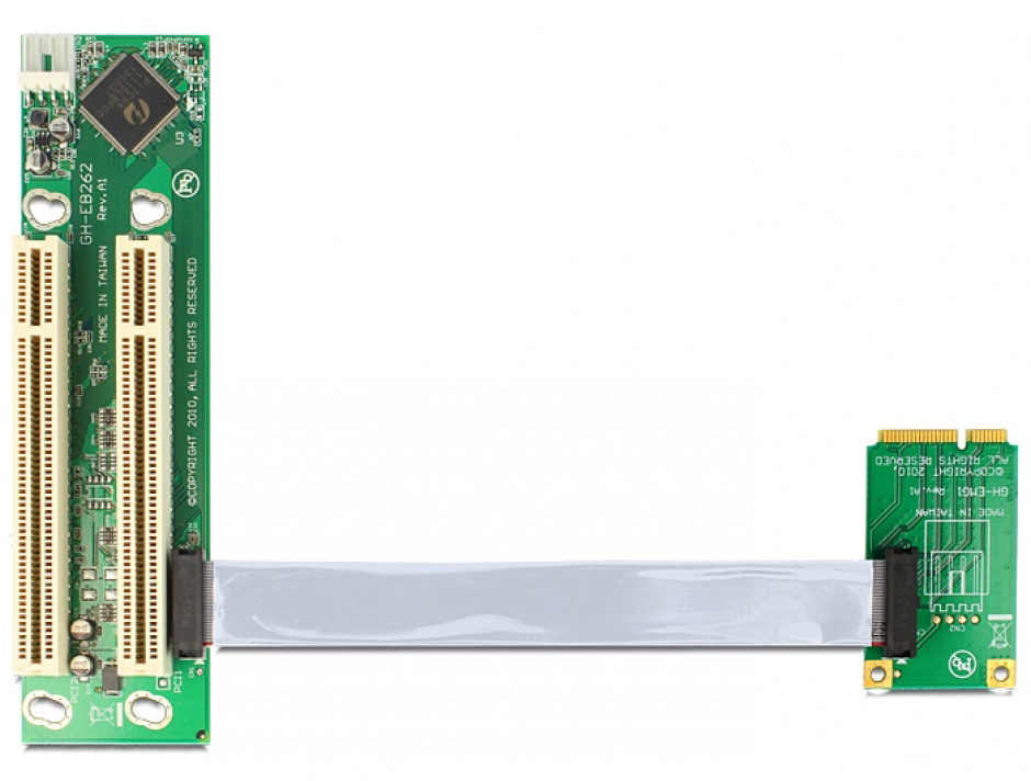 Imagine aRiser Card Mini PCIe la 2 x PCI 32Biti 5V cablu flexibil, Delock 41355