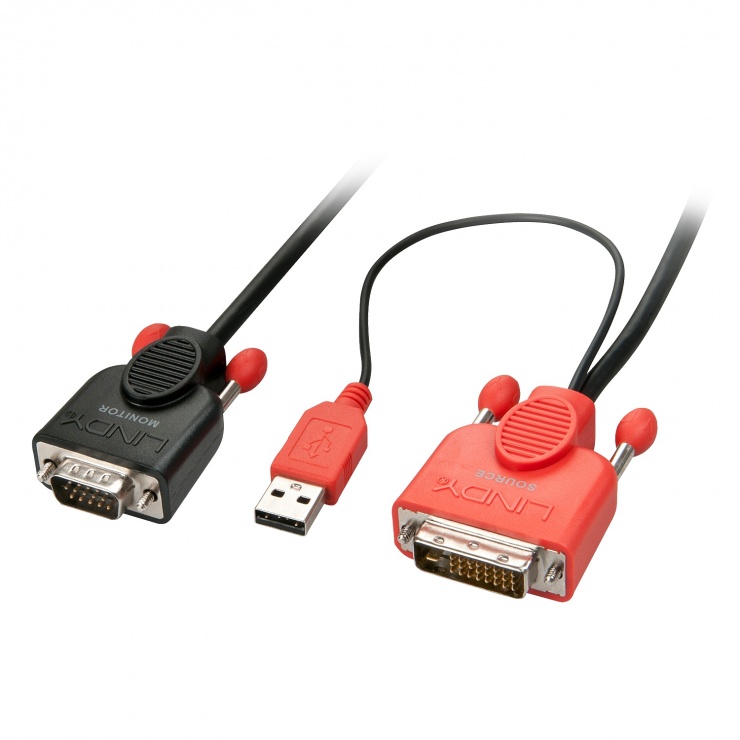 Imagine Cablu DVI-D la VGA activ T-T 1m Negru, Lindy L41430