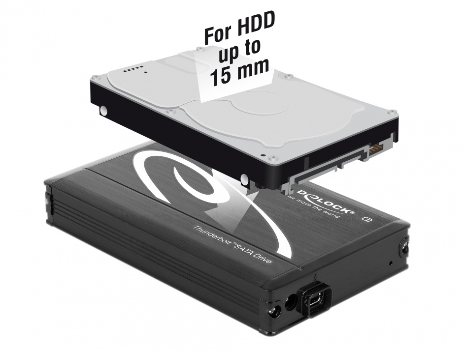 Imagine Rack extern Thunderbolt la HDD SATA 2.5" 15mm, Delock 42490