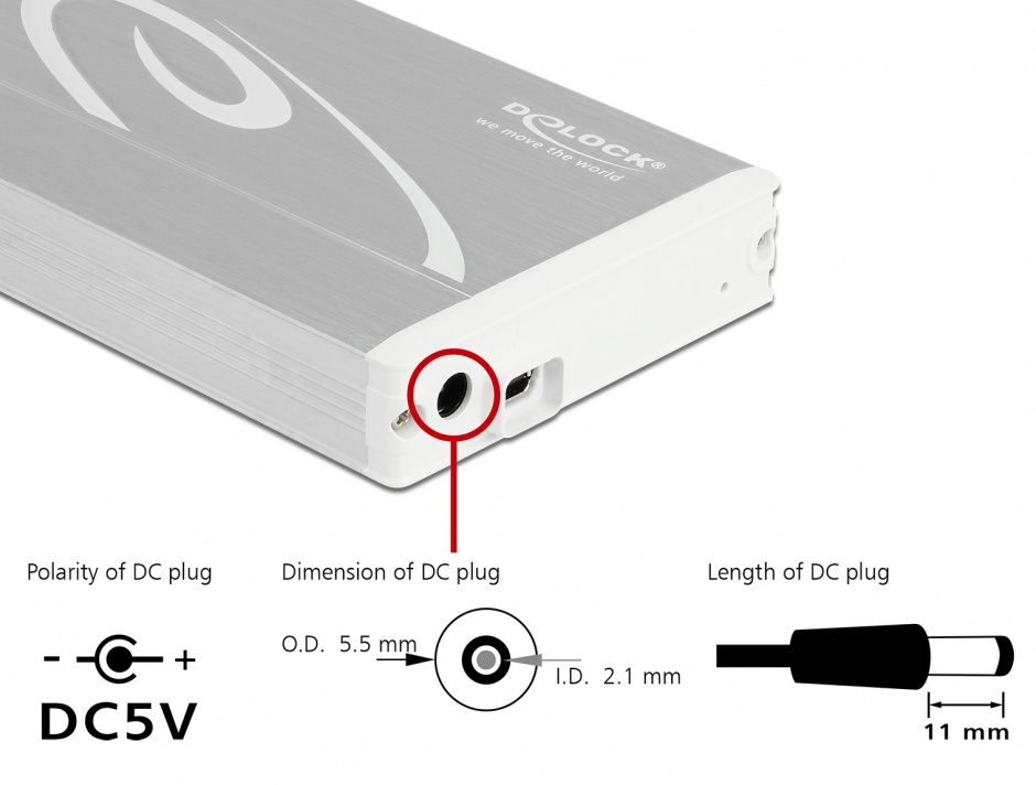 Imagine Rack Extern pentru HDD SATA 2.5" la Thunderbolt, Delock 42510