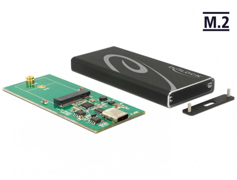 Imagine Rack extern M.2 SSD key B 42 mm la USB 3.1 tip C, Delock 42572