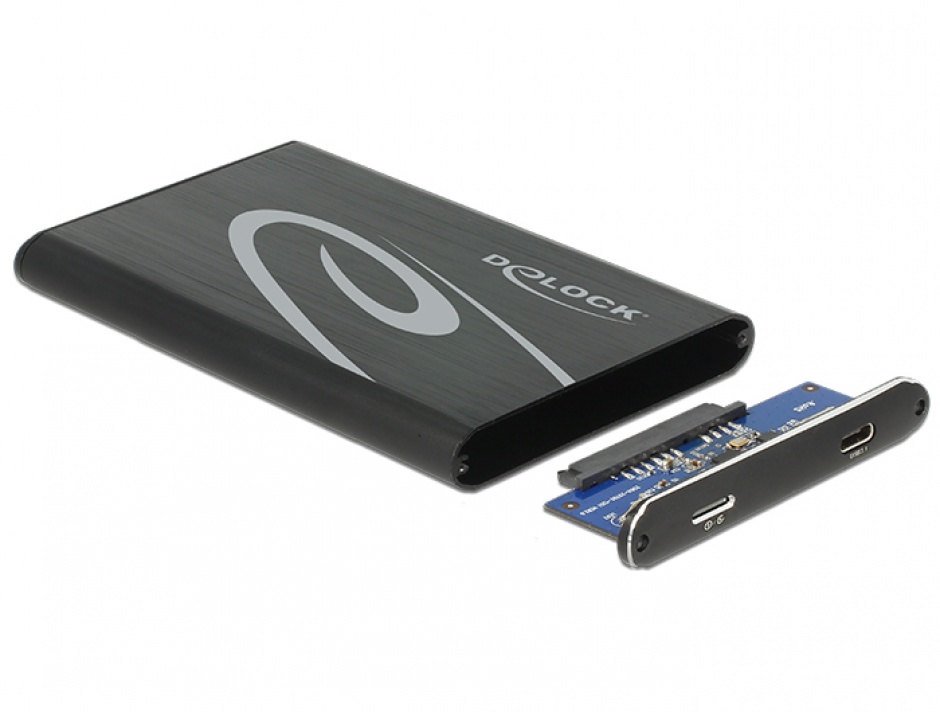 Imagine Rack extern 2.5" pentru HDD/SSD 9.5mm SATA la USB 3.1 tip C, Delock 42586