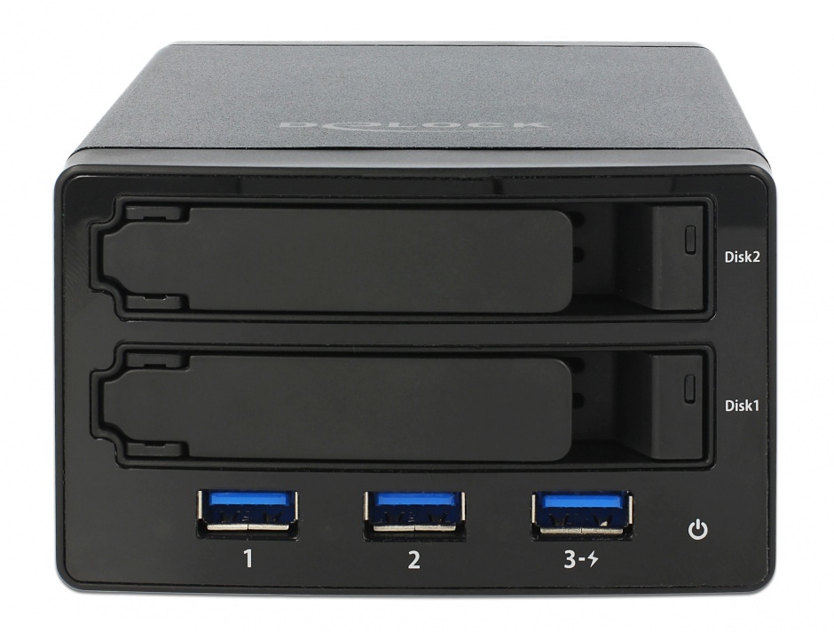 Imagine Rack extern pentru 2 x 2.5" SATA HDD / SSD cu RAID + HUB 3 x USB 3.0, Delock 42606