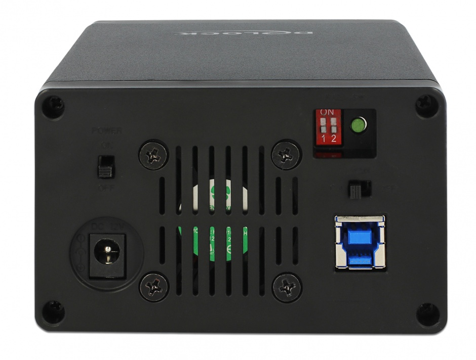 Imagine Rack extern pentru 2 x 2.5" SATA HDD / SSD cu RAID + HUB 3 x USB 3.0, Delock 42606