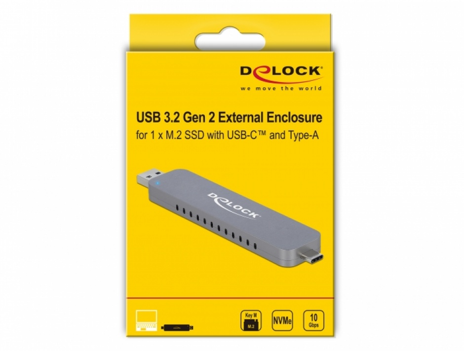Imagine Rack extern USB-C + USB-A la M.2 NVME PCIe SSD, Delock 42616