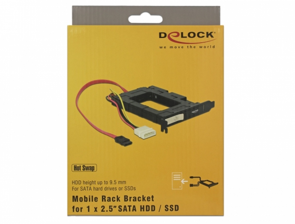 Imagine Rack mobil Bracket pentru 1 x 2.5 inch HDD SATA, Delock 47214 