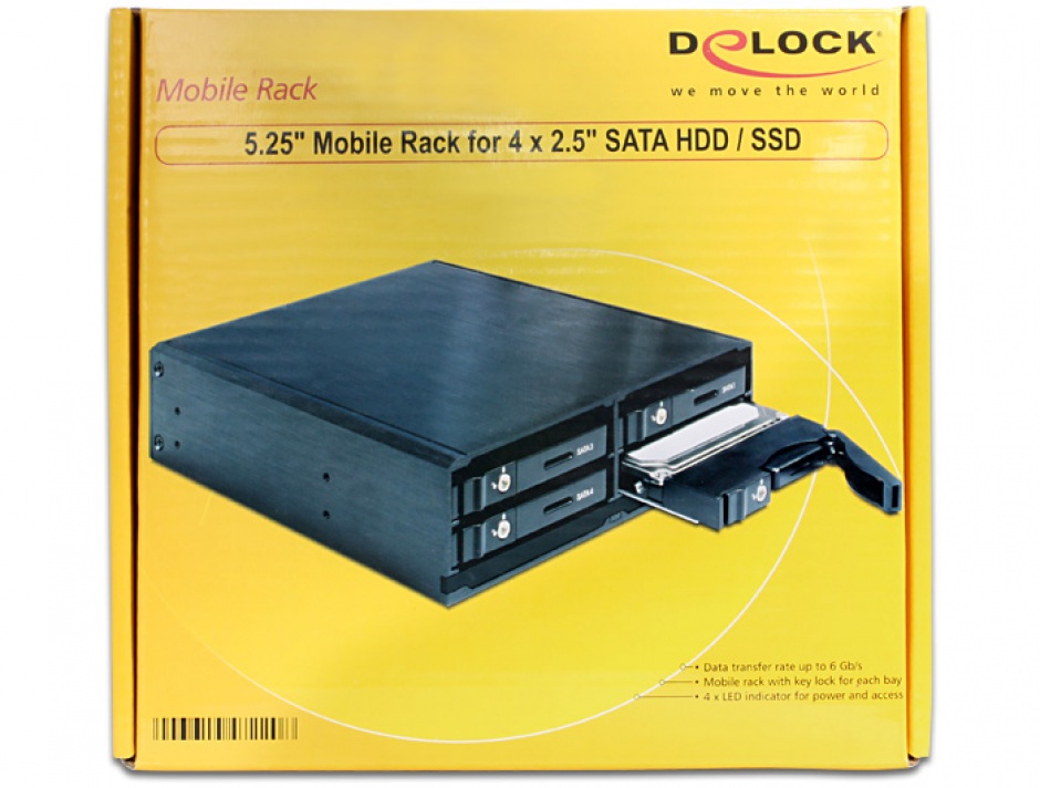 Imagine Rack Mobil pentru 4 x HDD SATA/SSD 2.5", Delock 47220