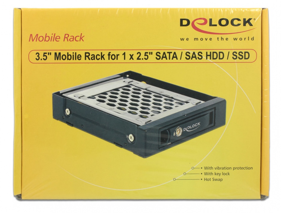 Imagine Rack mobil 3.5" pentru 1 x 2.5" SATA / SAS HDD / SSD cu protectie la vibratii, Delock 47228