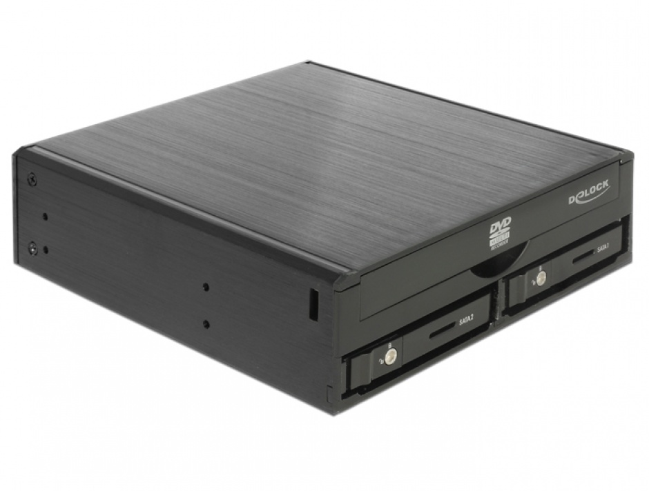 Imagine Rack mobil intern 5.25" pentru 1 x 5.25" Slim Drive + 2 x 2.5" SATA HDD / SSD, Delock 47230