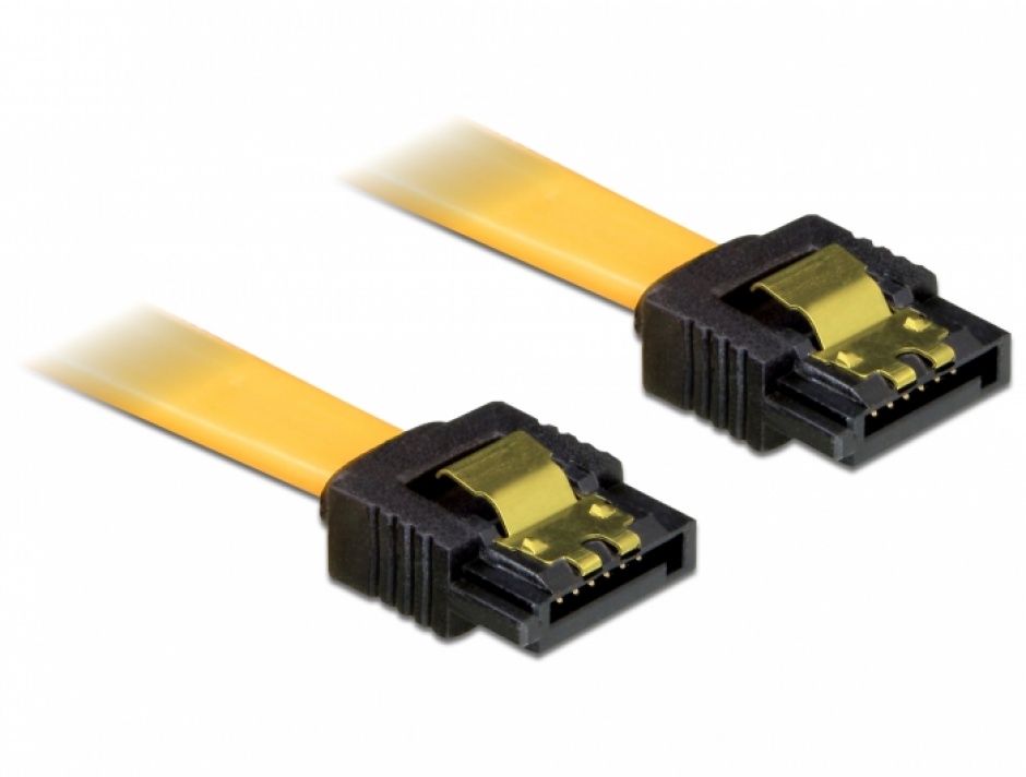 Imagine Cablu SATA II 3 Gb/s drept-drept cu fixare 10cm, Delock 82464