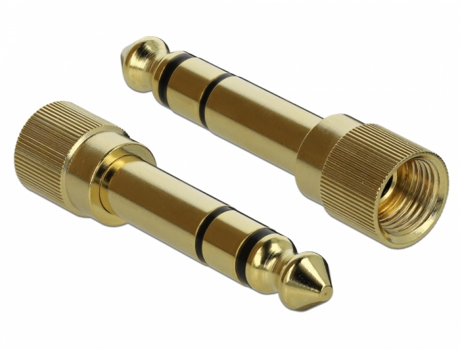 Imagine Cablu prelungitor spiralat jack stereo 3.5mm 3 pini T-M + adaptor 6.35mm 1m, Delock 85831-2