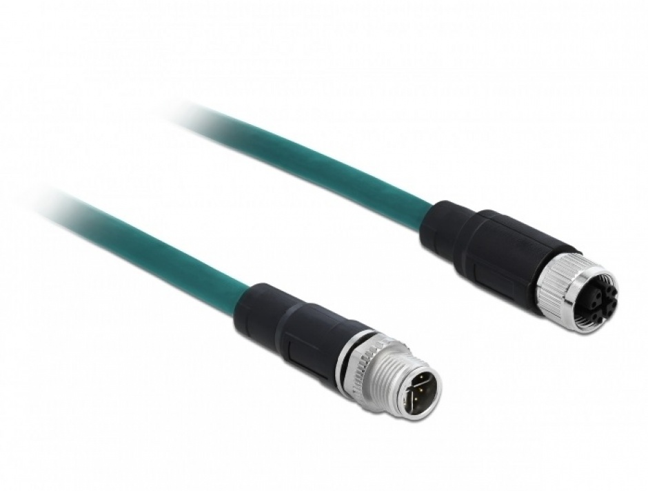 Imagine Cablu de retea M12 8 pini X-coded TPU 2m, Delock 85422