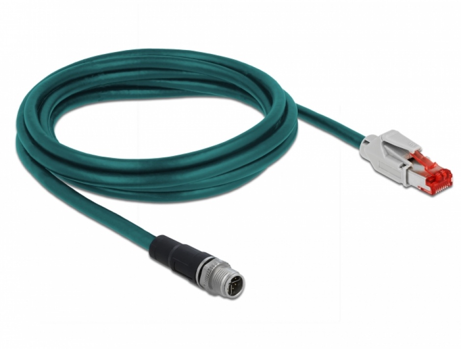 Imagine Cablu de retea M12 8 pini X-coded la RJ45 PVC 2m, Delock 85426-1