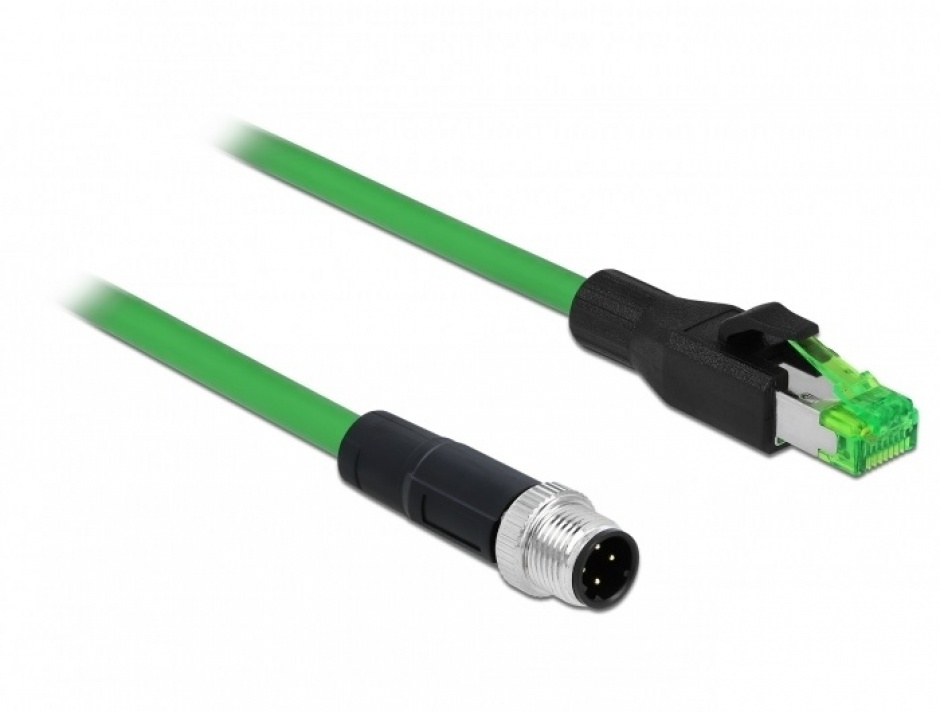 Imagine Cablu de retea M12 4 pini D-coded la RJ45 PVC 2m, Delock 85438