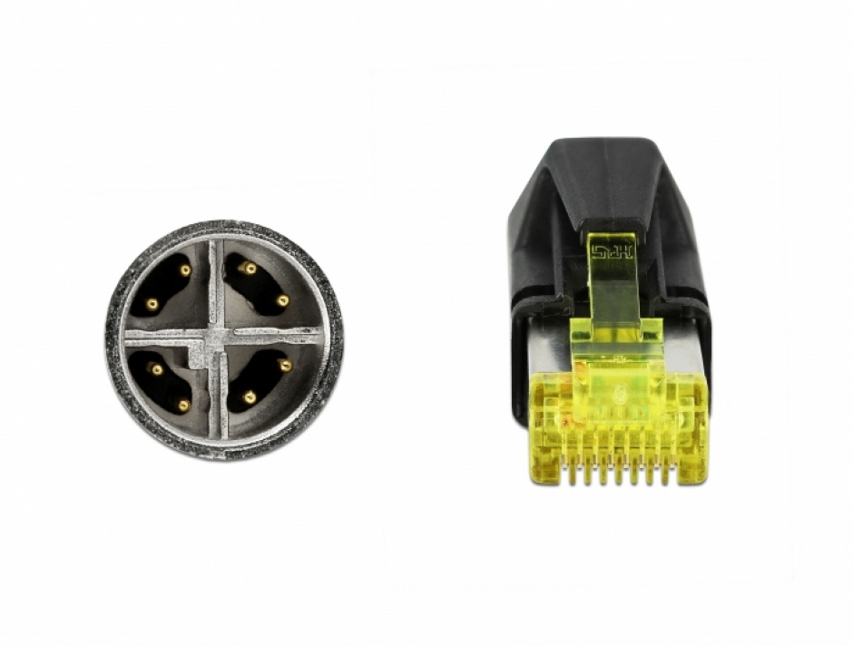 Imagine Cablu de retea M12 8 pini X-coded la RJ45 Hirose TPU 2m, Delock 85430-2